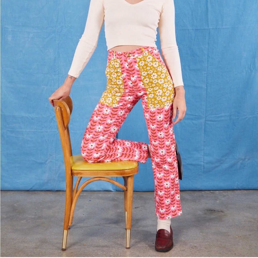 NWOT Big Bud Press Mismatched Daisy Chain Work Pants